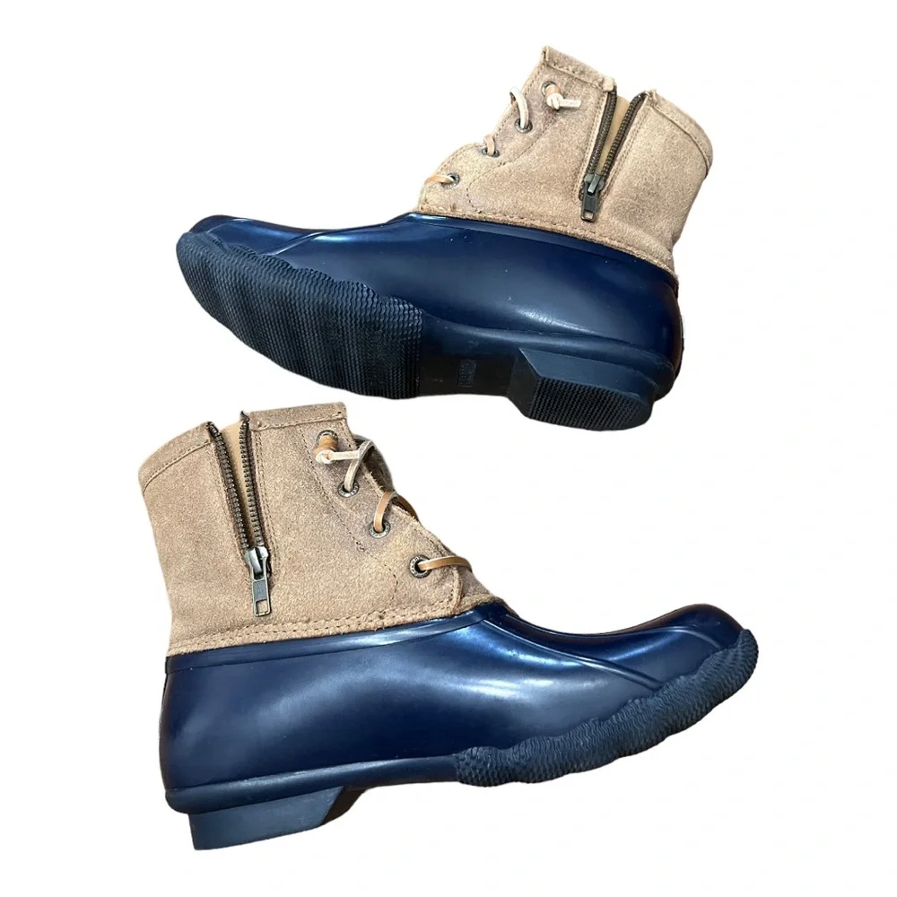 Sperry Saltwater Duck Boot Navy Waterproof Lower Leather Upper Women’s Size 9